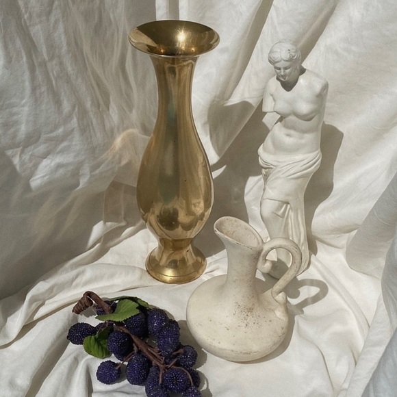 Vintage Gold Tone Brass Vase - Picture 2 of 2